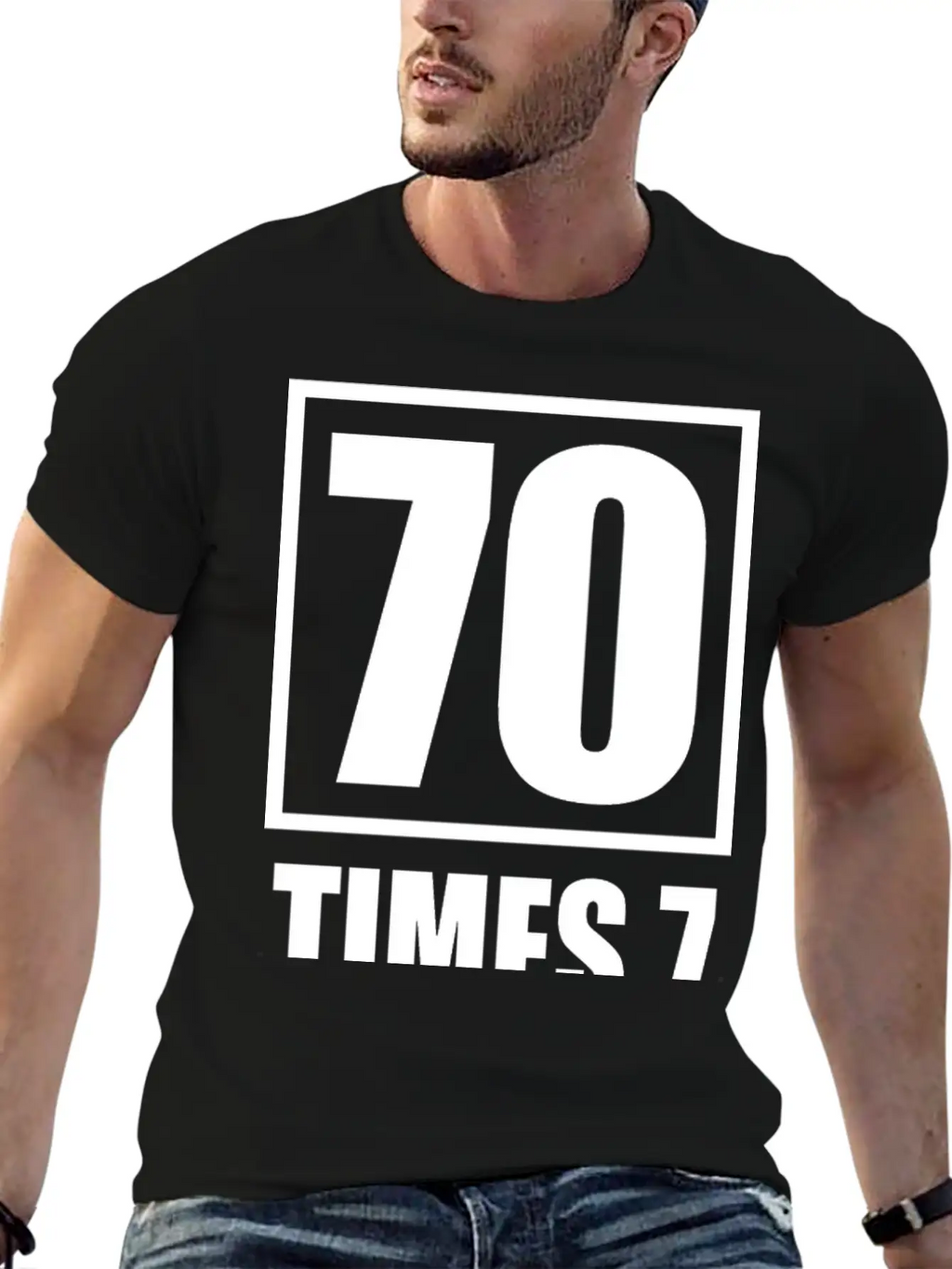 70 Times 7 (dark) Essential Cotton Tee For Daily Outfits – Unisex Style