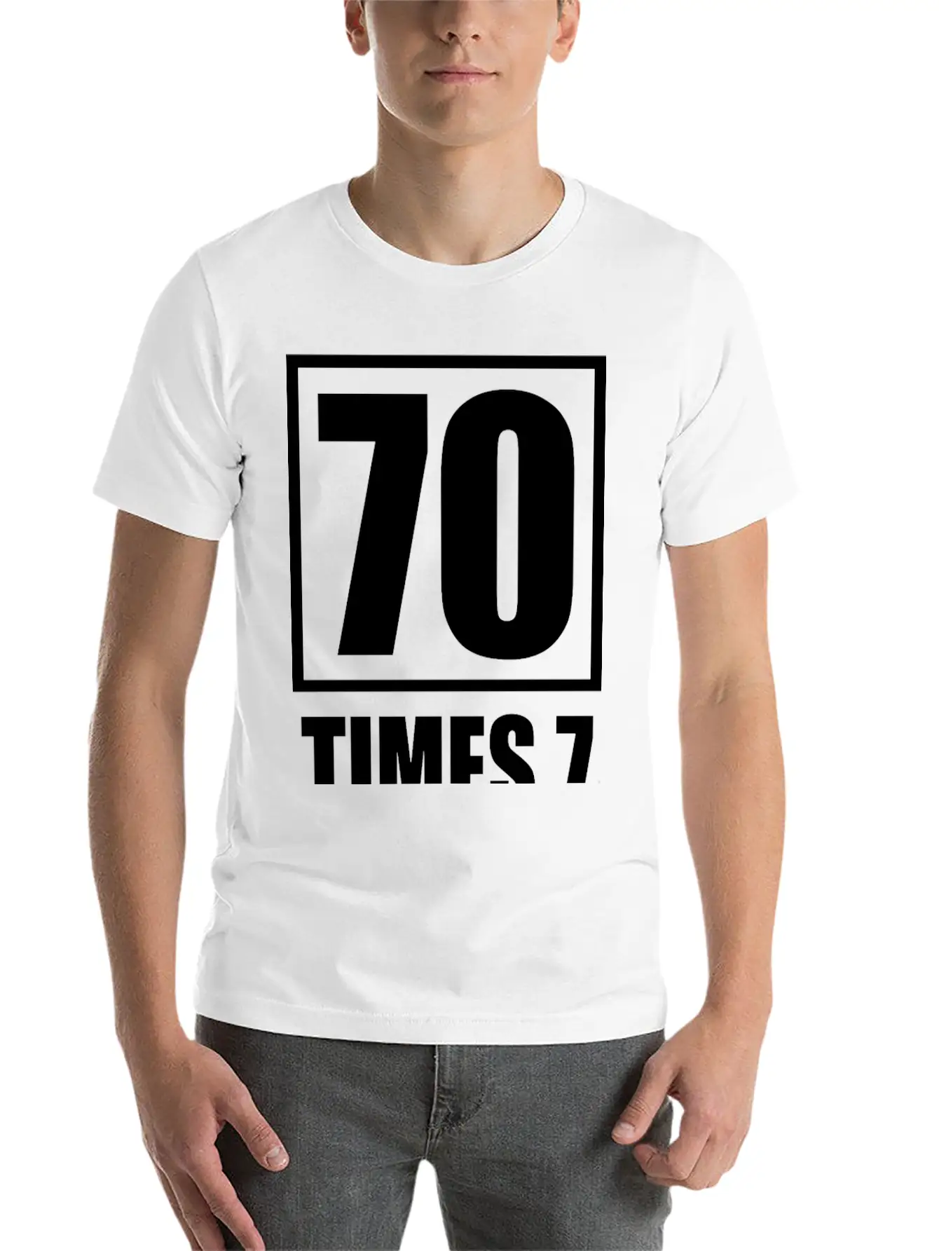 70 Times 7 (dark) Essential Cotton Tee For Daily Outfits – Unisex Style