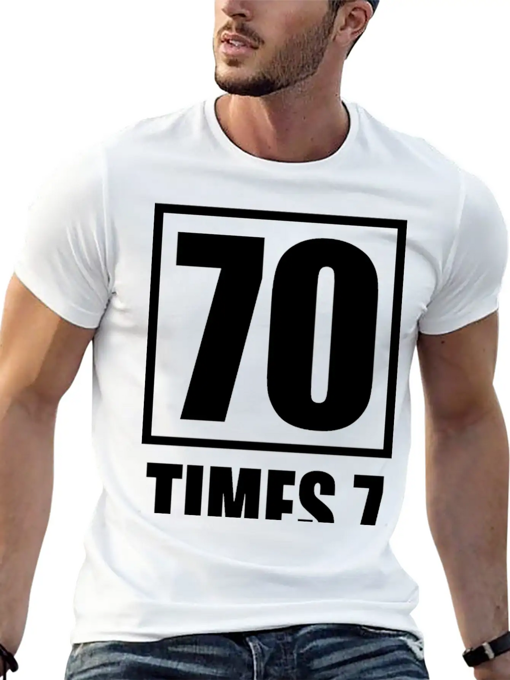 70 Times 7 (dark) Essential Cotton Tee For Daily Outfits – Unisex Style