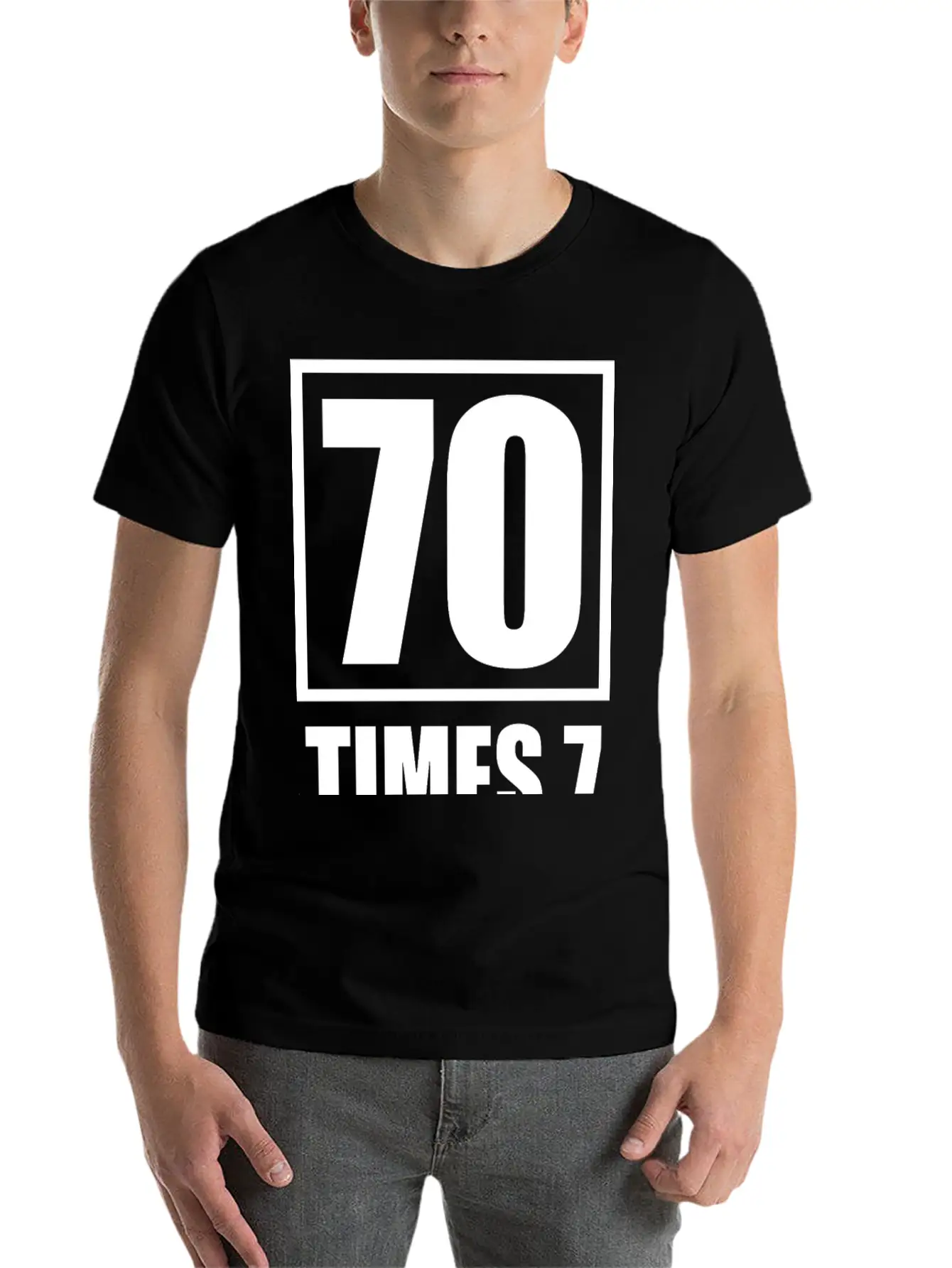 70 Times 7 (dark) Essential Cotton Tee For Daily Outfits – Unisex Style