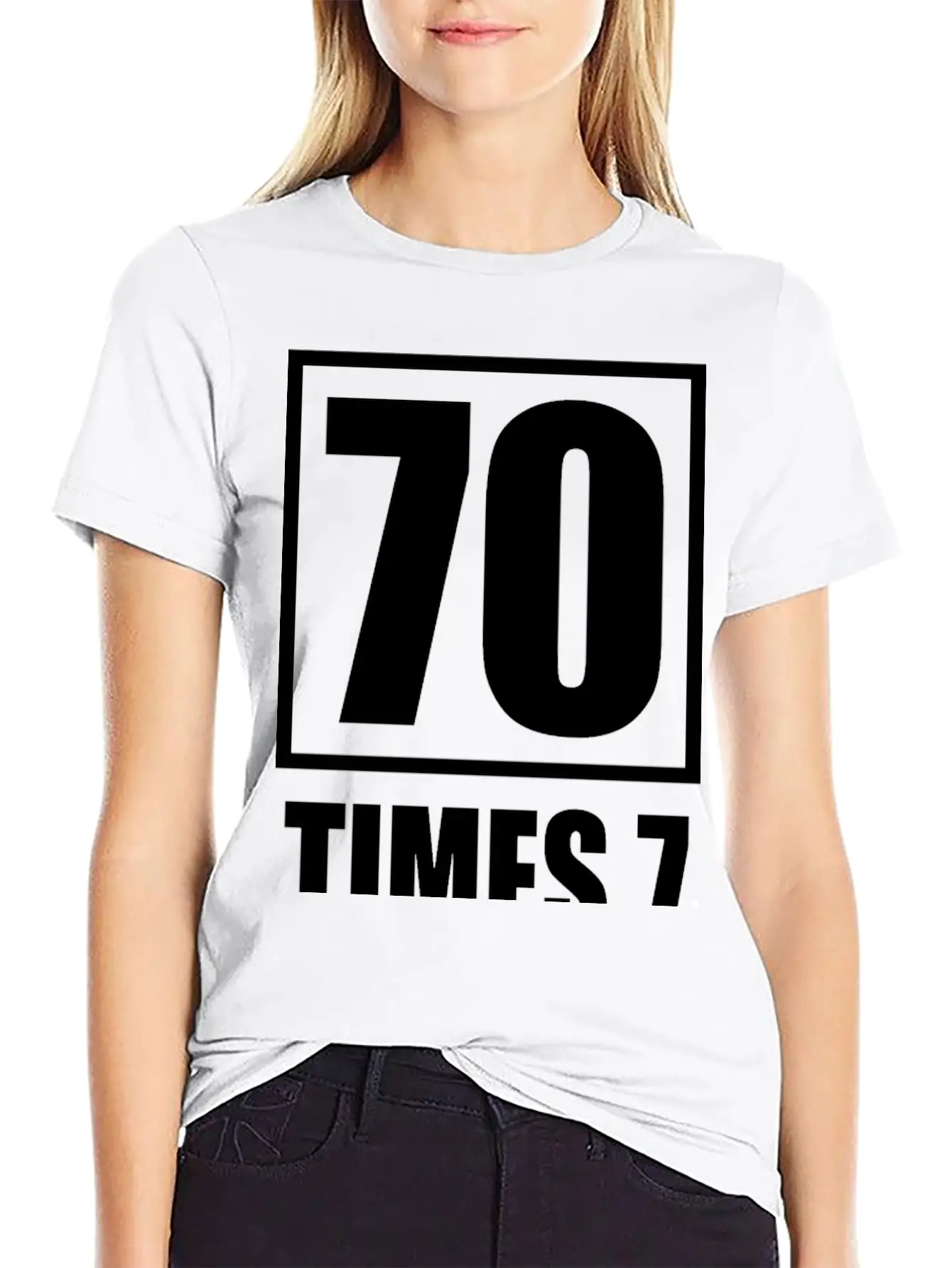 70 Times 7 (dark) Essential Cotton Tee For Daily Outfits – Unisex Style