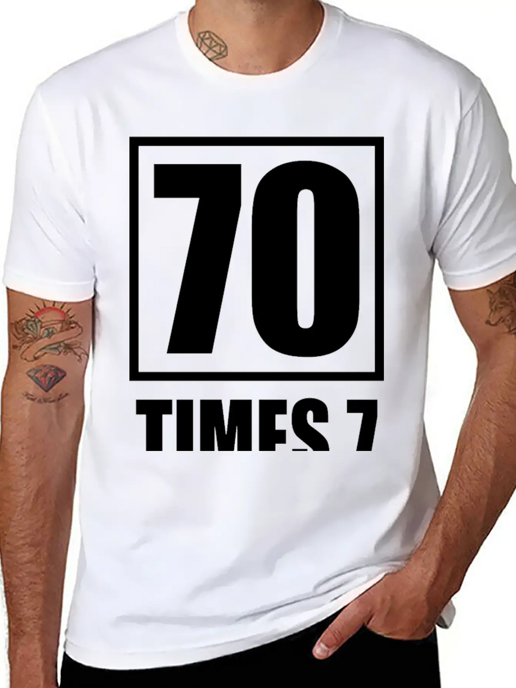 70 Times 7 (dark) Essential Cotton Tee For Daily Outfits – Unisex Style