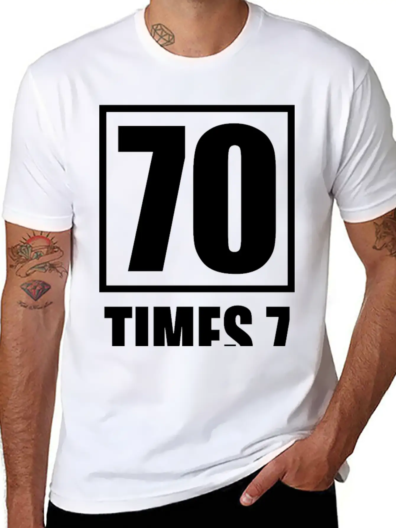 70 Times 7 (dark) Essential Cotton Tee For Daily Outfits – Unisex Style