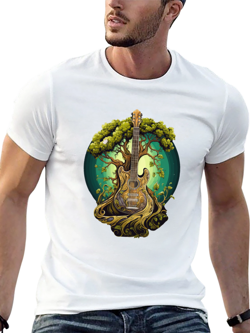 Guitar Tree Graphic Tee - Music & Nature Inspired