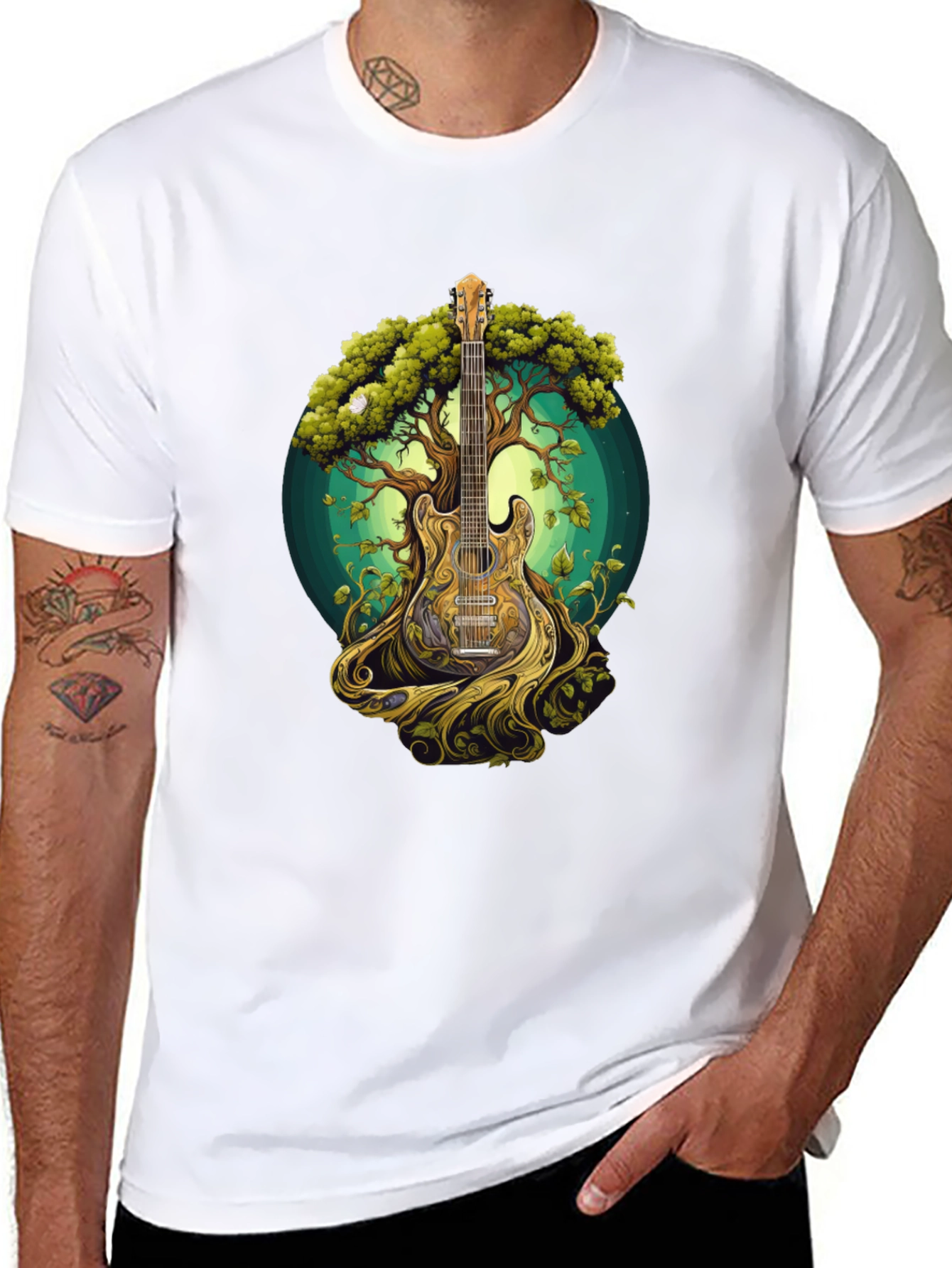 Guitar Tree Graphic Tee - Music & Nature Inspired