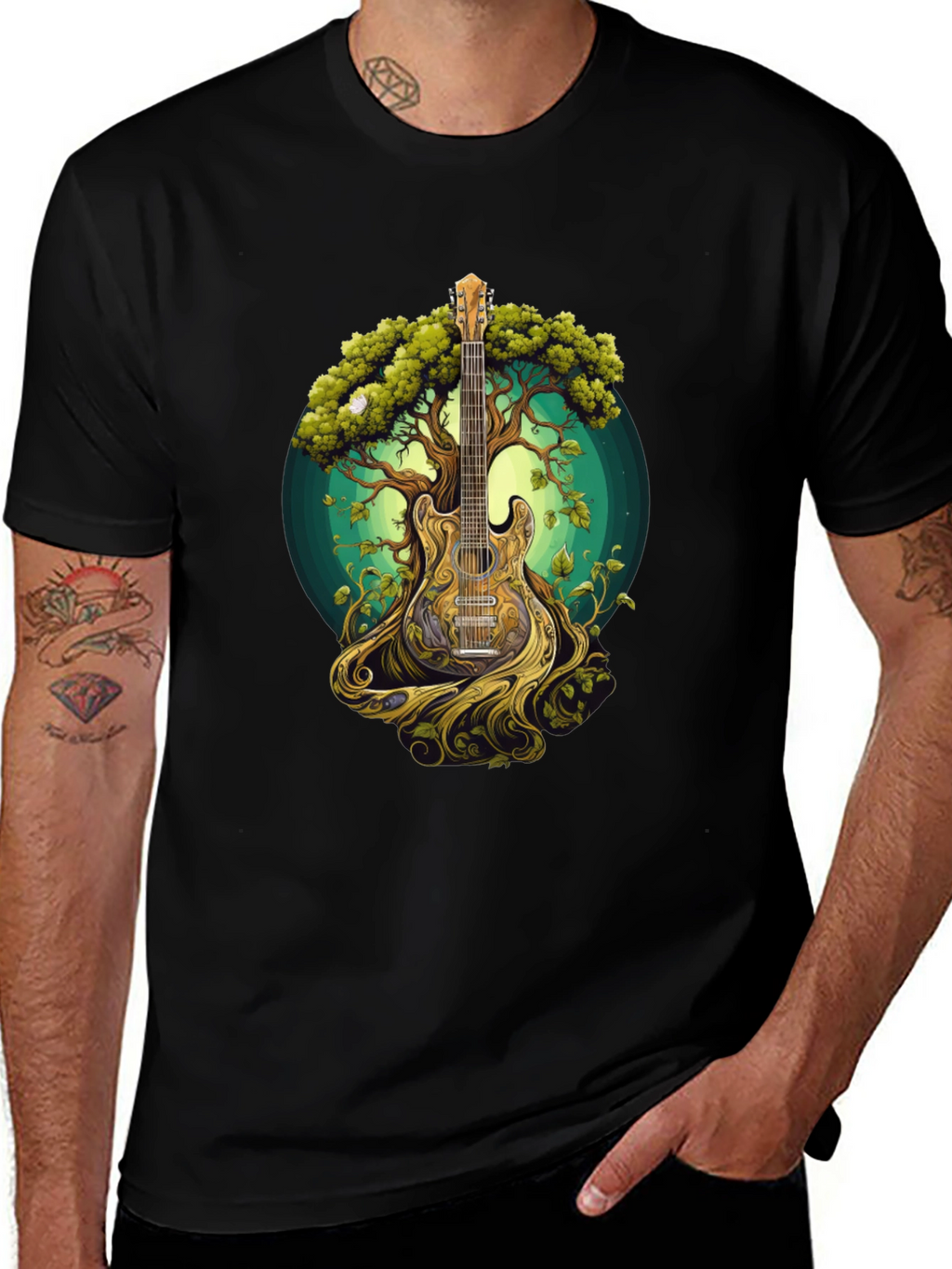 Guitar Tree Graphic Tee - Music & Nature Inspired