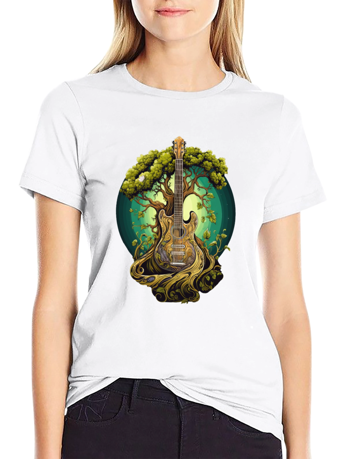 Guitar Tree Graphic Tee - Music & Nature Inspired
