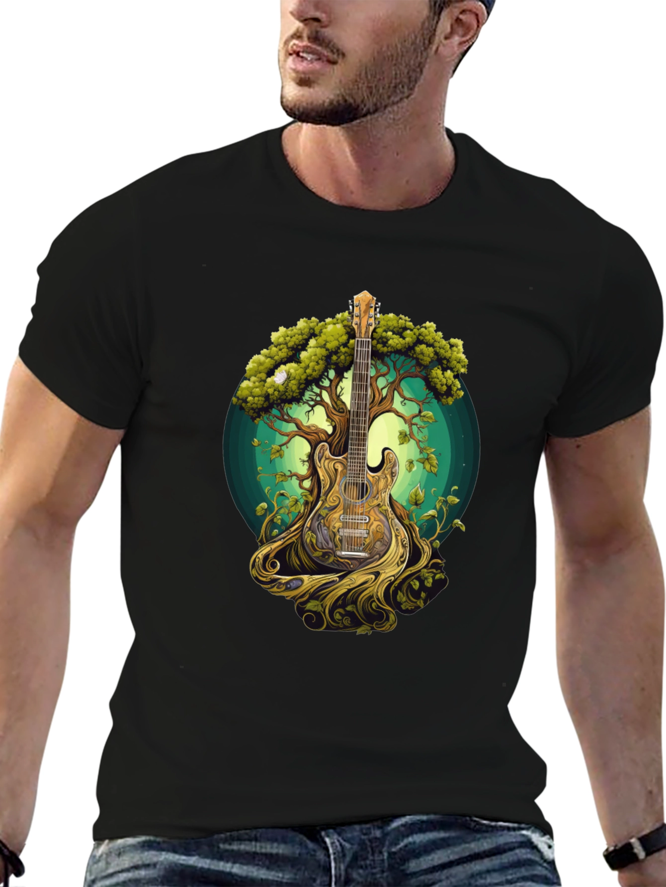 Guitar Tree Graphic Tee - Music & Nature Inspired