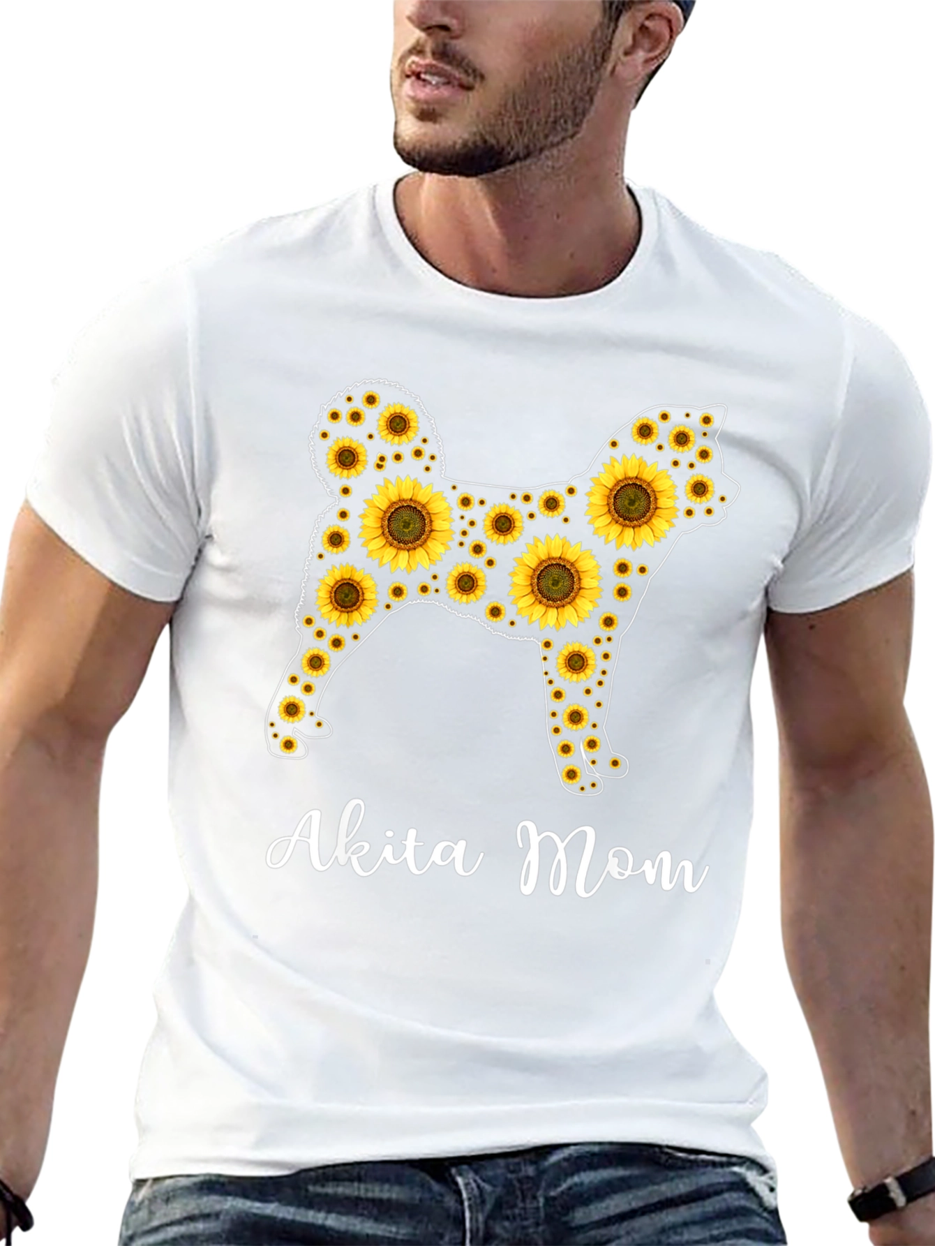Akita Mom Sunflower Graphic Tee -  Dog Lover Shirt