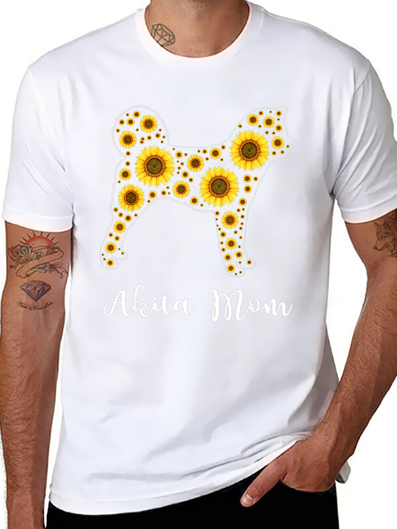 Akita Mom Sunflower Graphic Tee -  Dog Lover Shirt