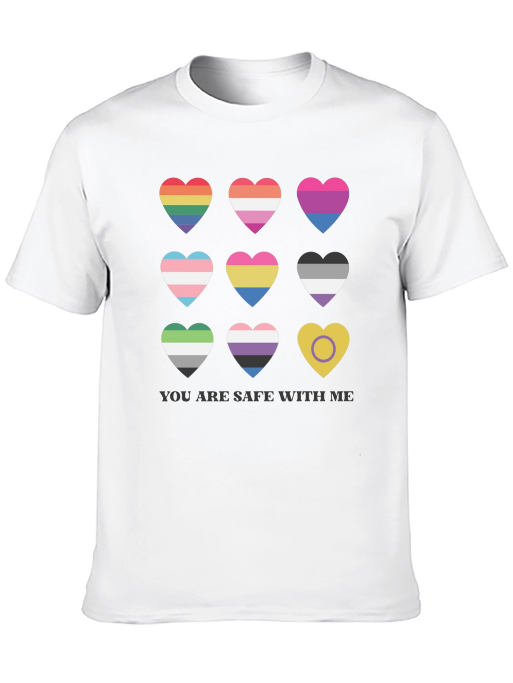 Pride Hearts T-Shirt - You Are Safe With Me