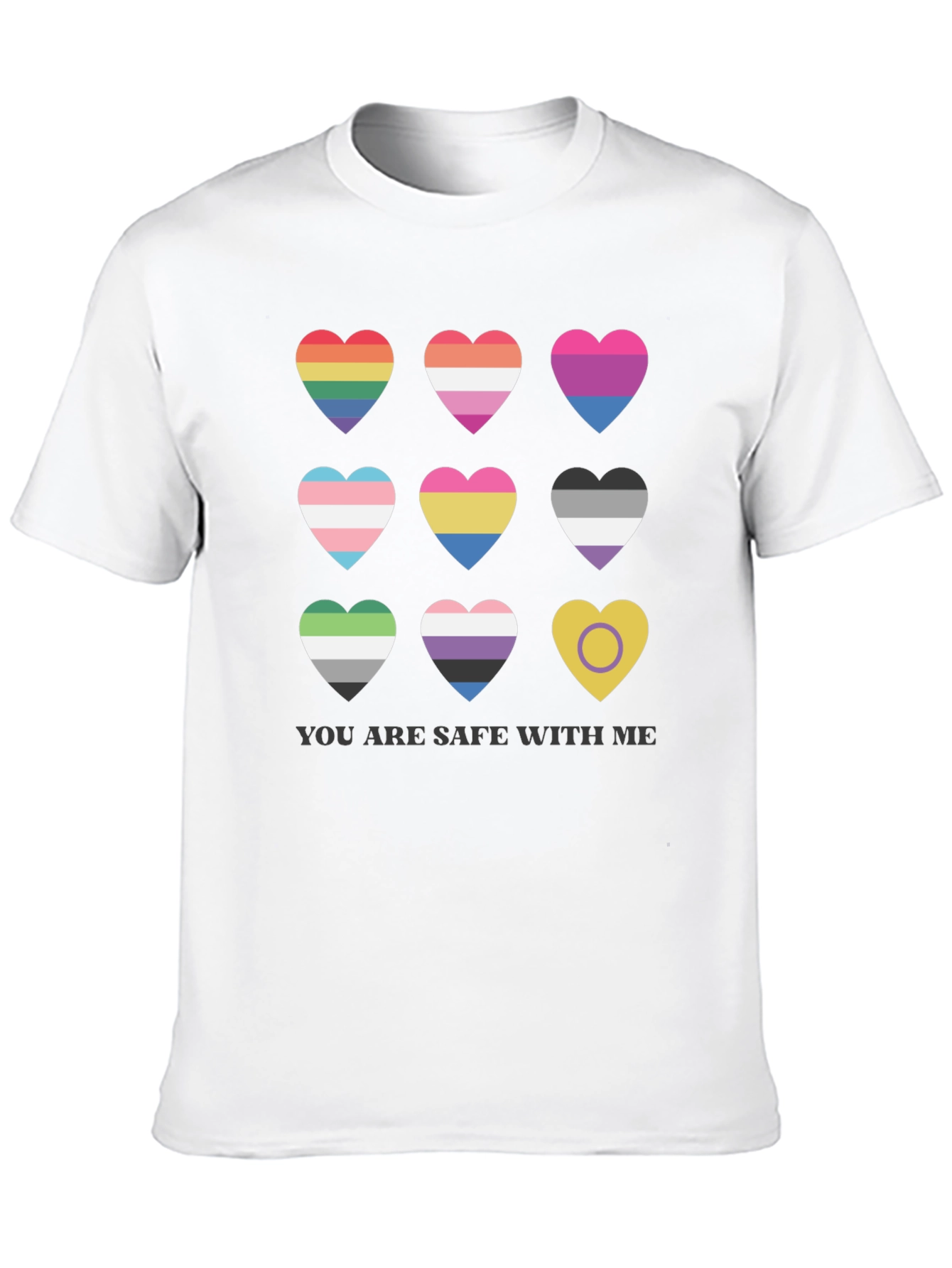 Pride Hearts T-Shirt - You Are Safe With Me
