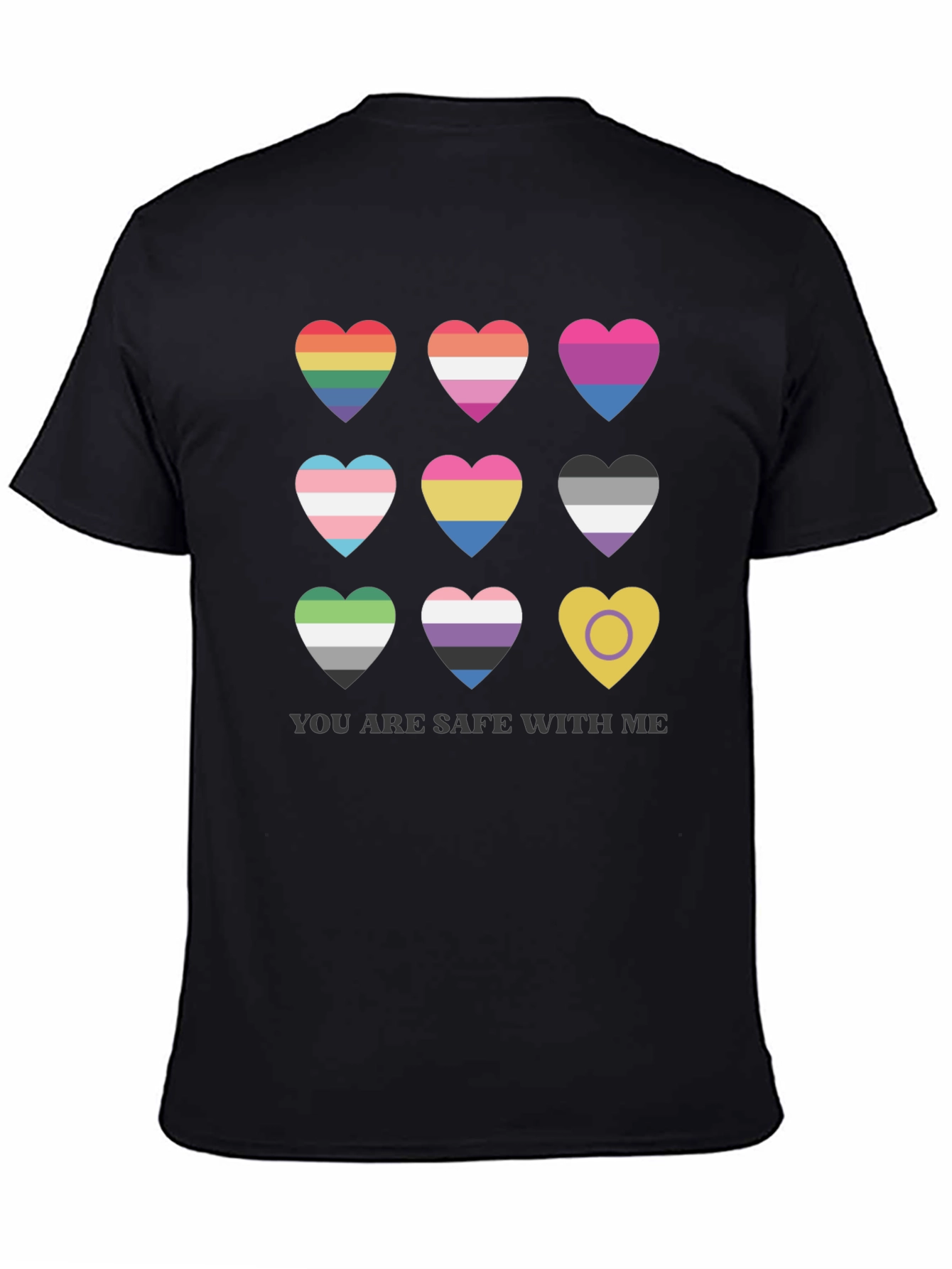 Pride Hearts T-Shirt - You Are Safe With Me
