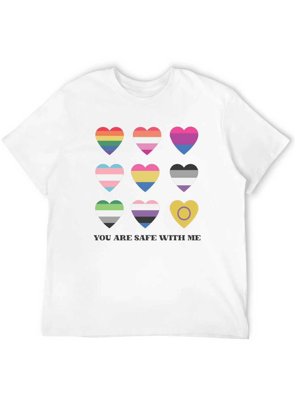 Pride Hearts T-Shirt - You Are Safe With Me