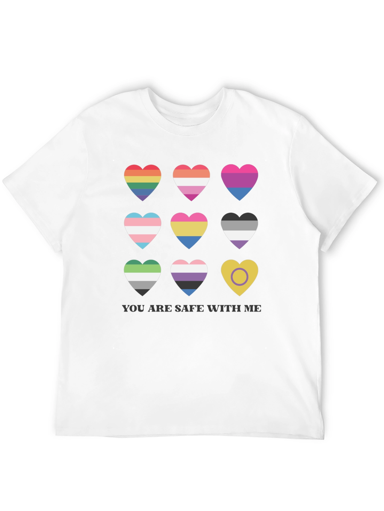 Pride Hearts T-Shirt - You Are Safe With Me