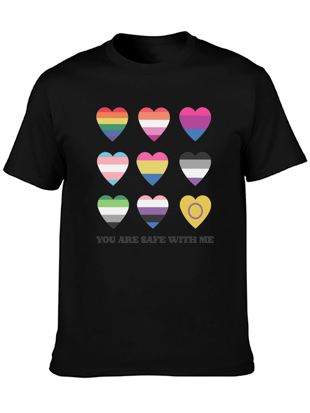 Pride Hearts T-Shirt - You Are Safe With Me