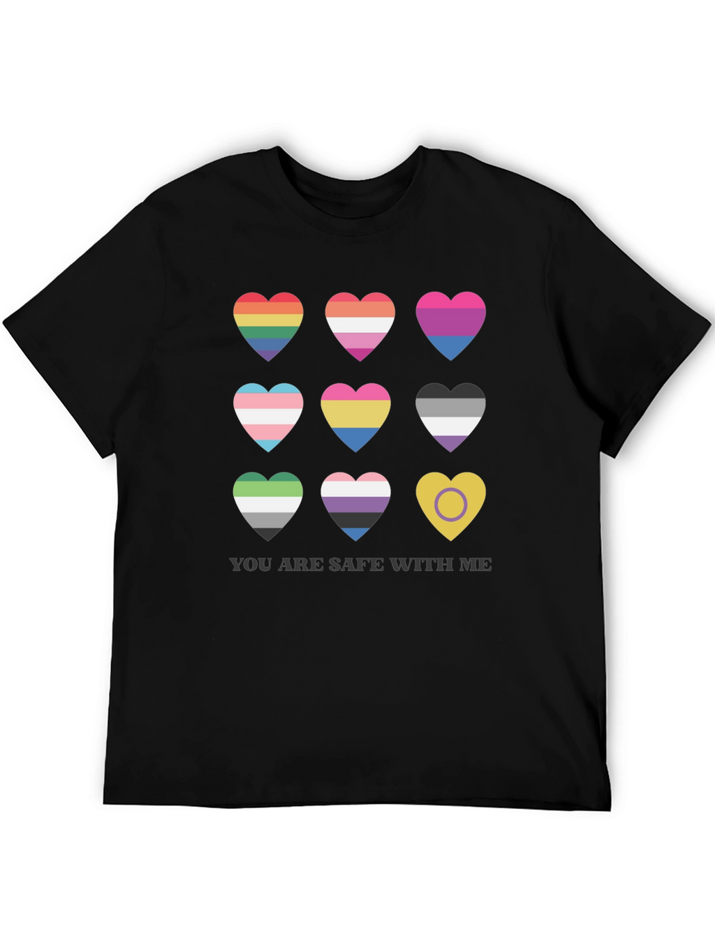 Pride Hearts T-Shirt - You Are Safe With Me