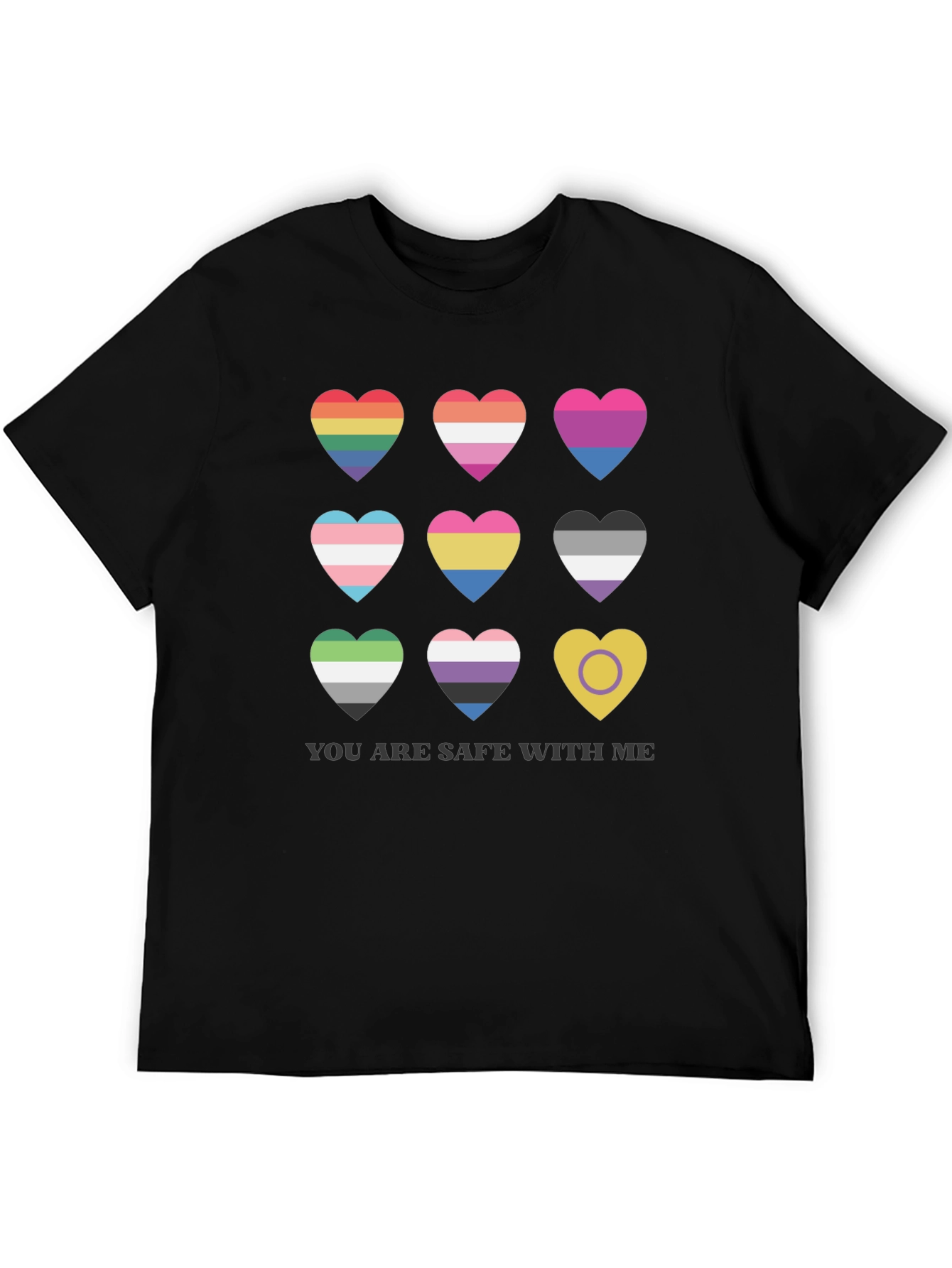Pride Hearts T-Shirt - You Are Safe With Me
