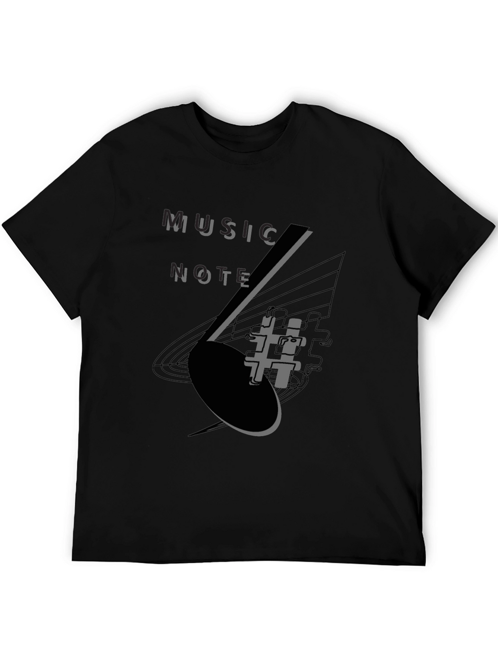 Music Note Graphic Tee - Stylish Black T-Shirt