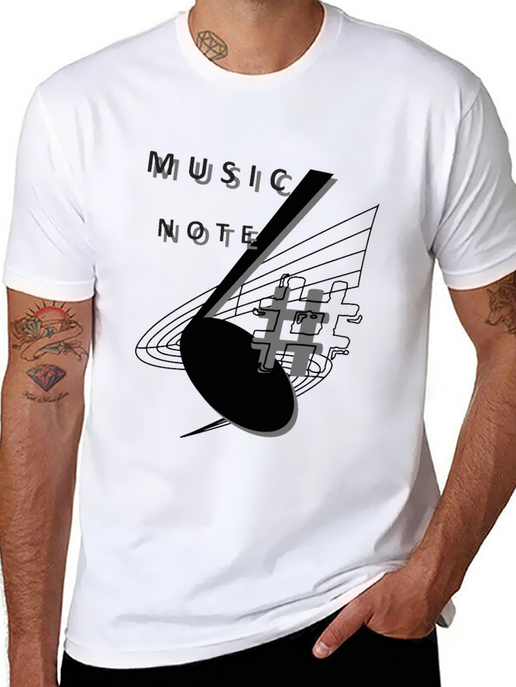Music Note Graphic Tee - Stylish Black T-Shirt