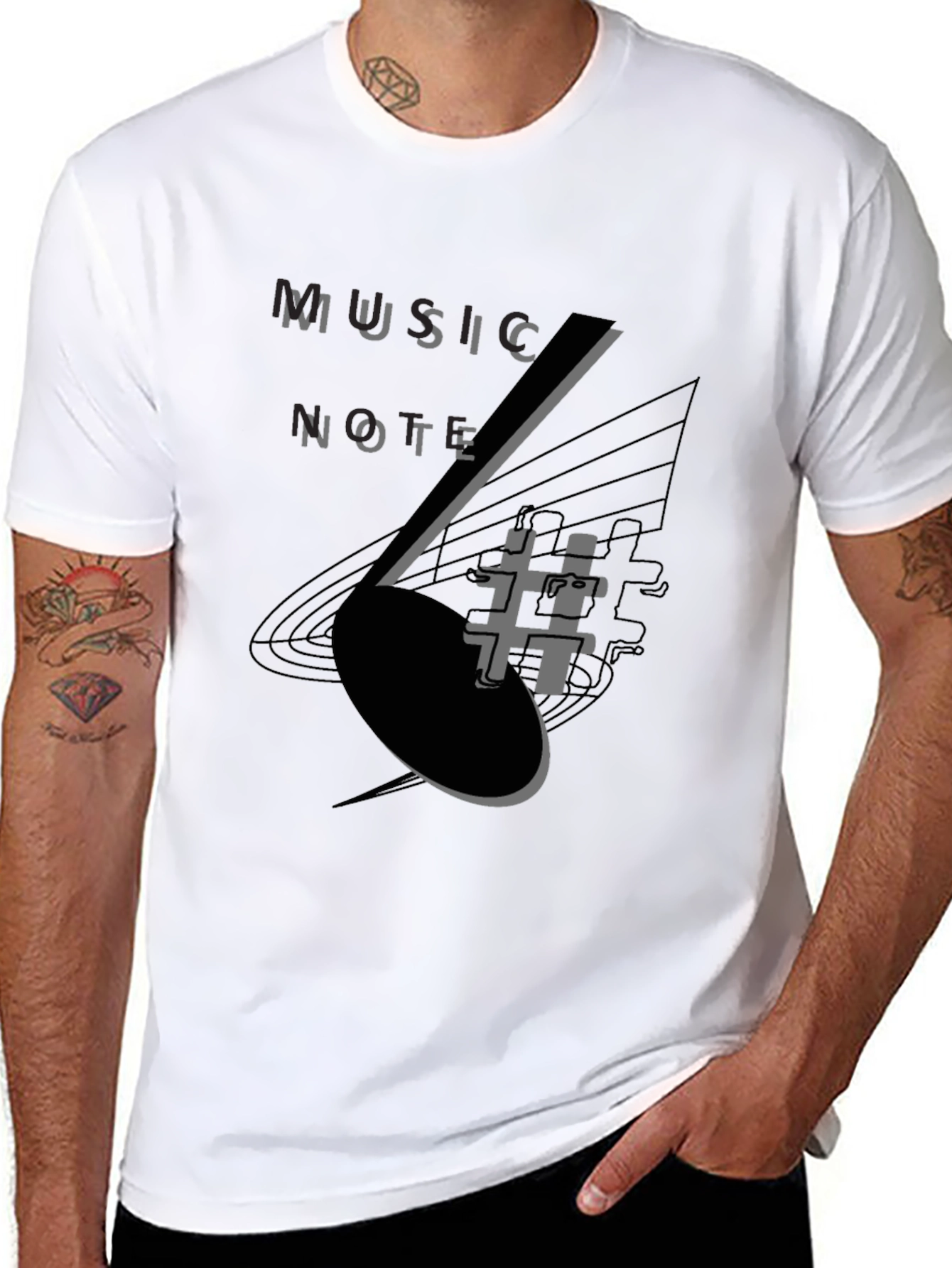 Music Note Graphic Tee - Stylish Black T-Shirt