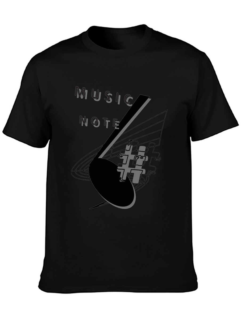 Music Note Graphic Tee - Stylish Black T-Shirt