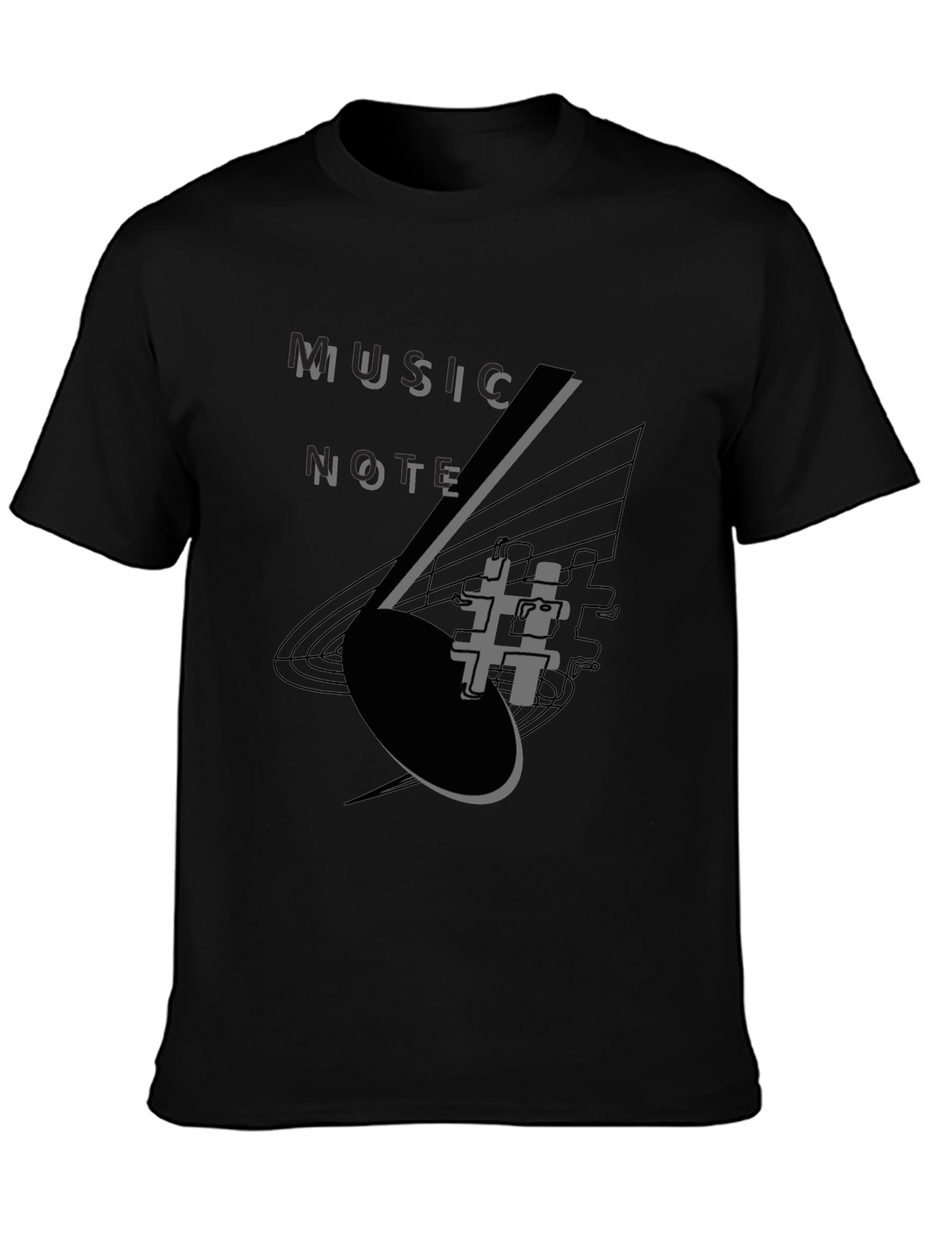 Music Note Graphic Tee - Stylish Black T-Shirt