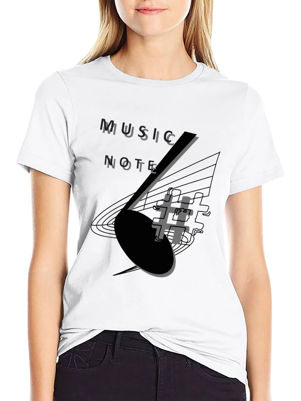 Music Note Graphic Tee - Stylish Black T-Shirt
