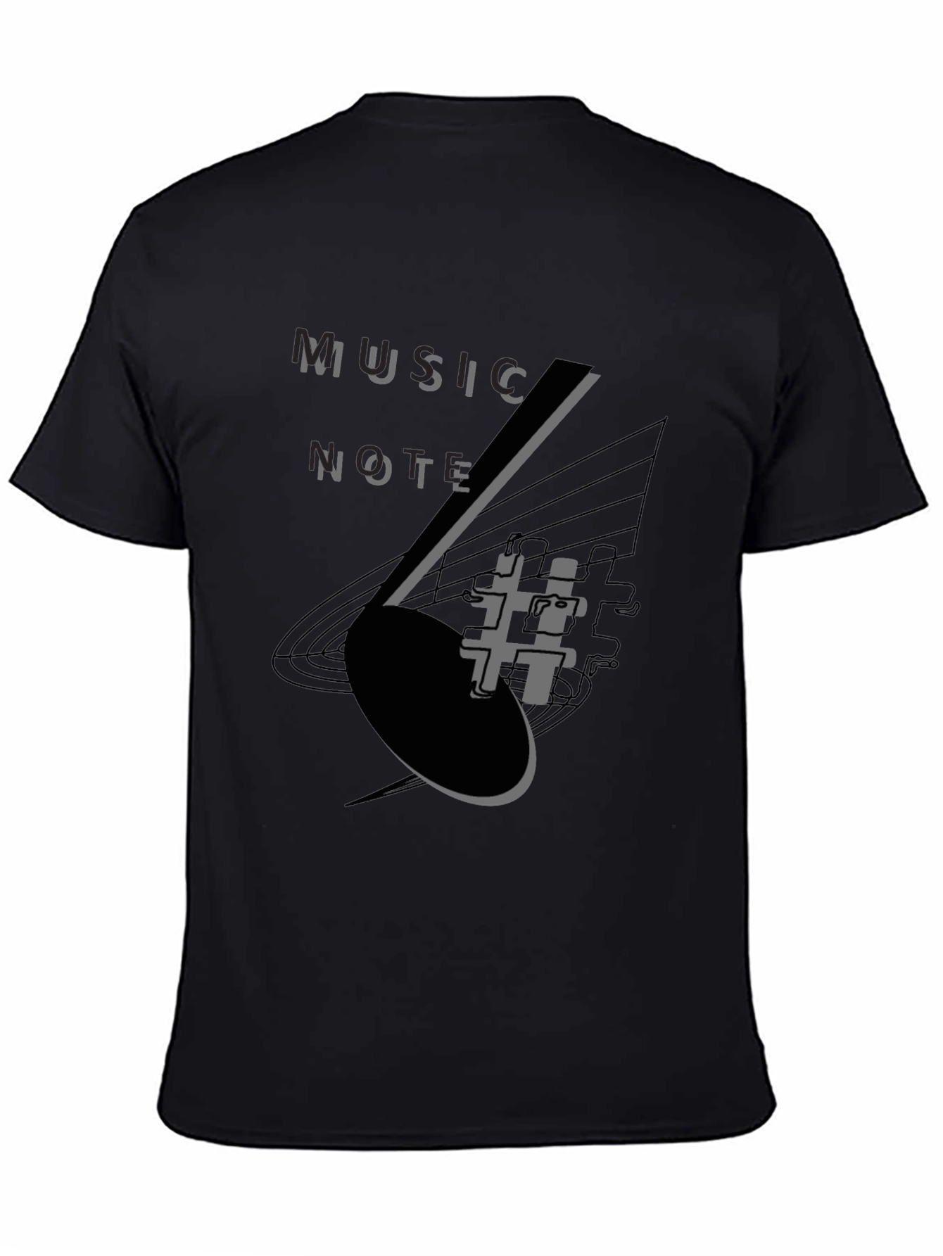 Music Note Graphic Tee - Stylish Black T-Shirt
