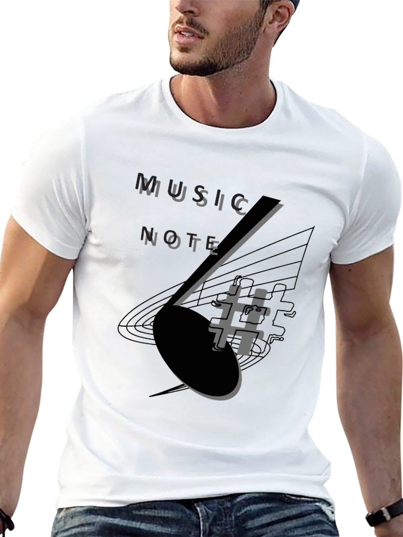 Music Note Graphic Tee - Stylish Black T-Shirt