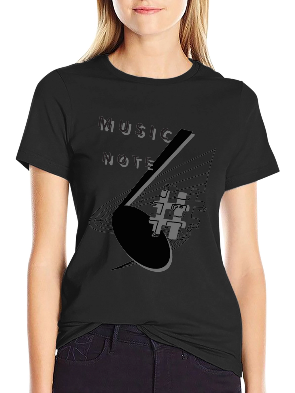 Music Note Graphic Tee - Stylish Black T-Shirt