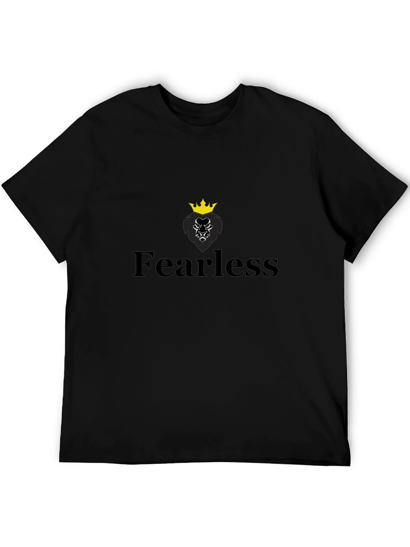 Fearless Lion Graphic Tee - Black Cotton Blend