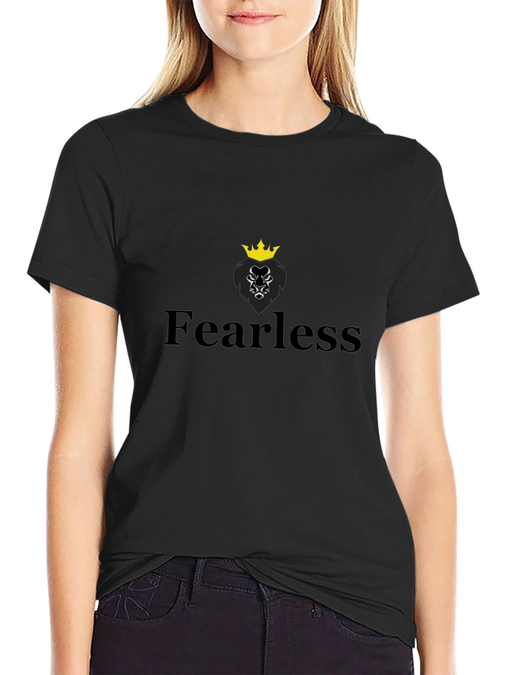 Fearless Lion Graphic Tee - Black Cotton Blend