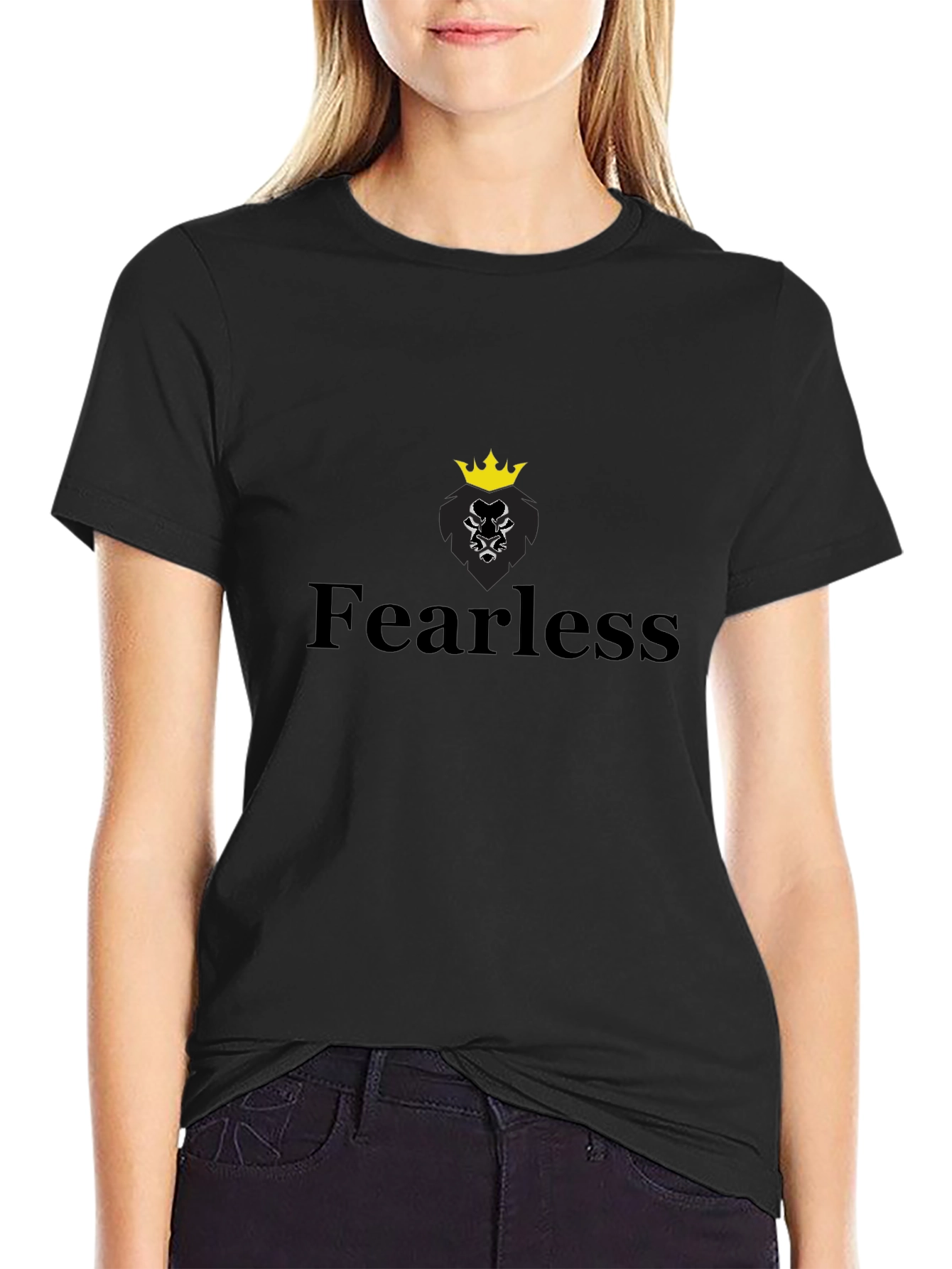 Fearless Lion Graphic Tee - Black Cotton Blend