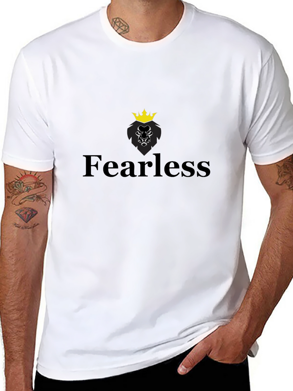 Fearless Lion Graphic Tee - Black Cotton Blend