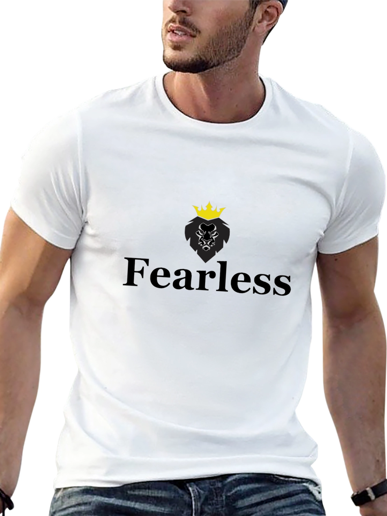 Fearless Lion Graphic Tee - Black Cotton Blend