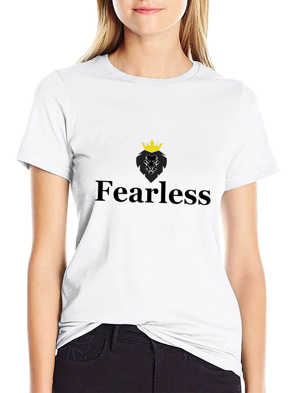 Fearless Lion Graphic Tee - Black Cotton Blend