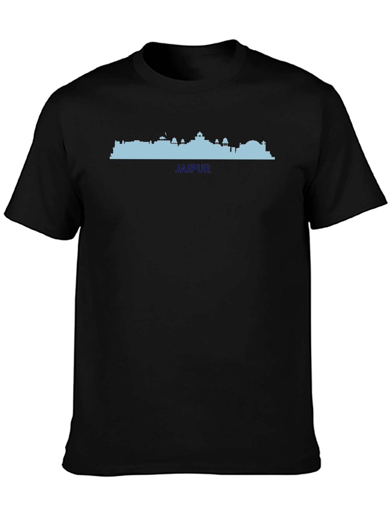Jaipur Skyline Graphic Tee - Black Cotton T-Shirt