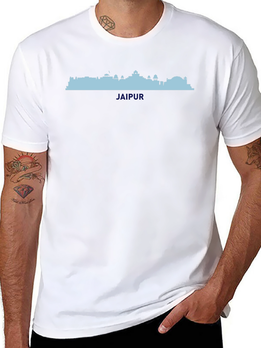 Jaipur Skyline Graphic Tee - Black Cotton T-Shirt