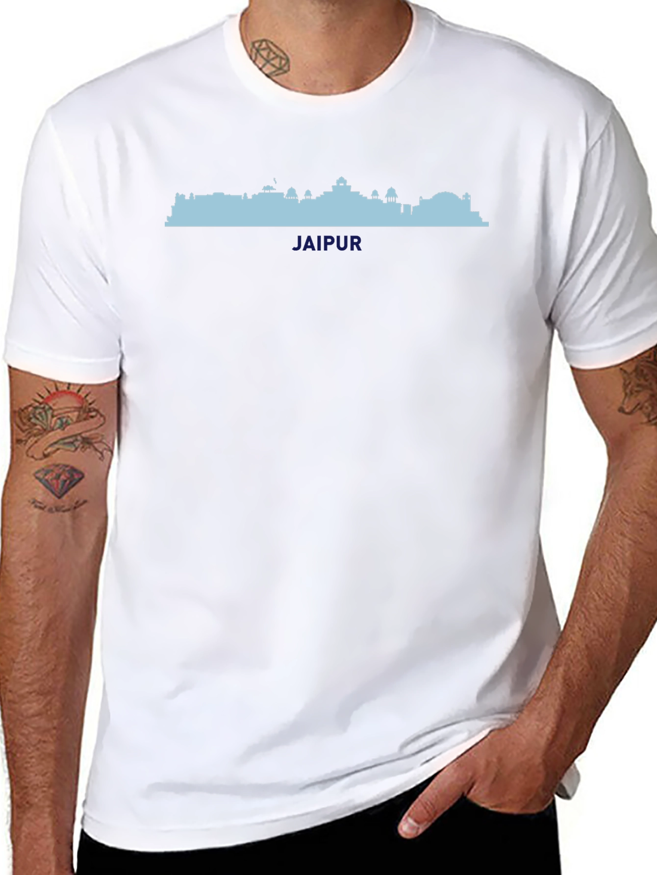 Jaipur Skyline Graphic Tee - Black Cotton T-Shirt