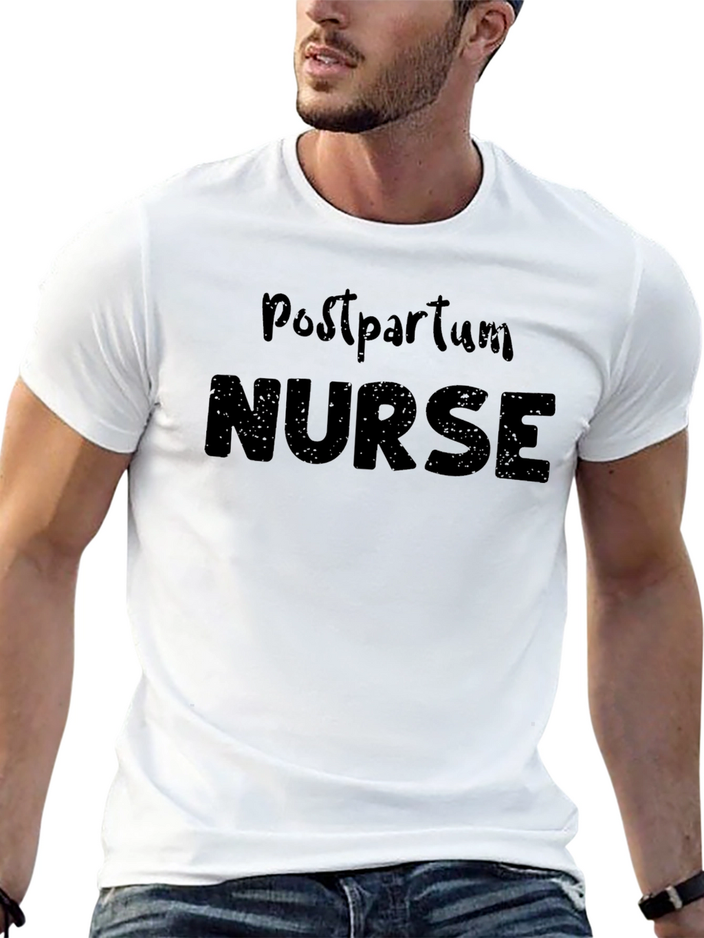 Postpartum Nurse T-Shirt - Black Cotton Blend