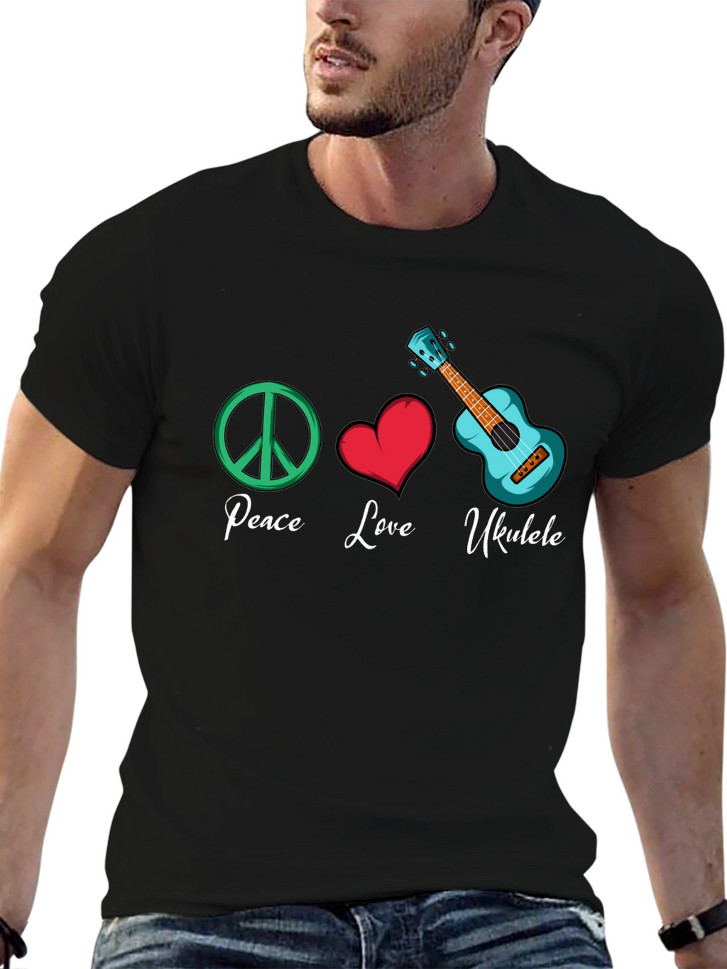 Peace Love Ukulele Graphic Tee