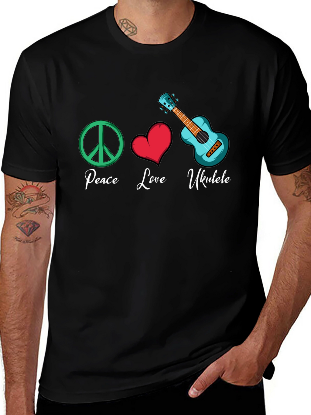 Peace Love Ukulele Graphic Tee
