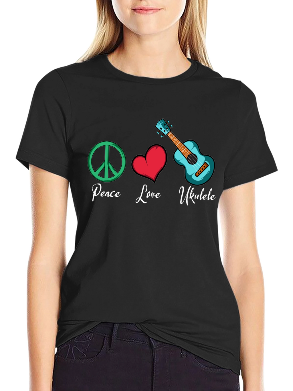 Peace Love Ukulele Graphic Tee