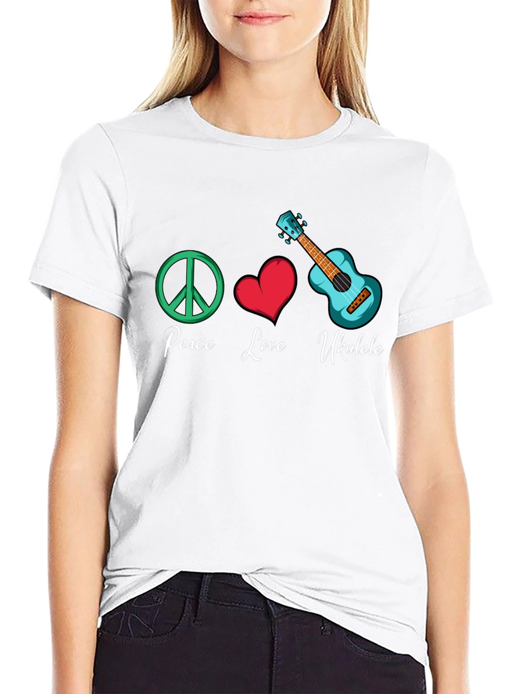 Peace Love Ukulele Graphic Tee