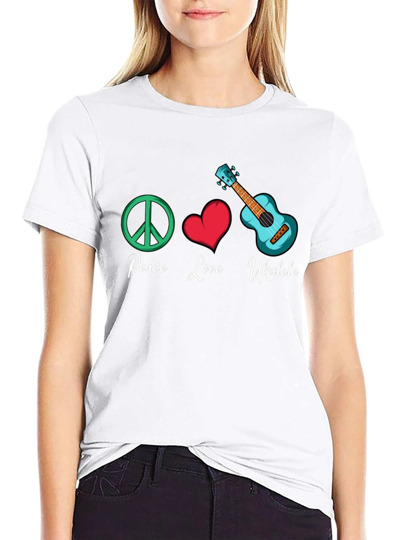 Peace Love Ukulele Graphic Tee