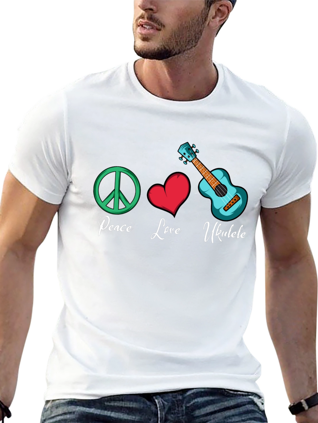Peace Love Ukulele Graphic Tee