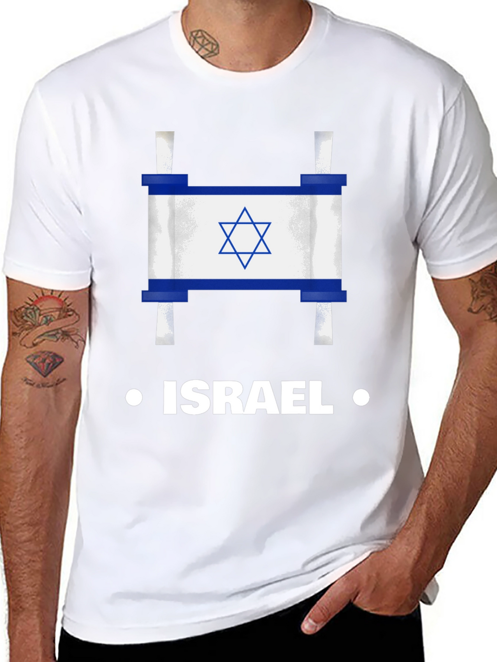 Israel Flag Scroll Graphic T-Shirt