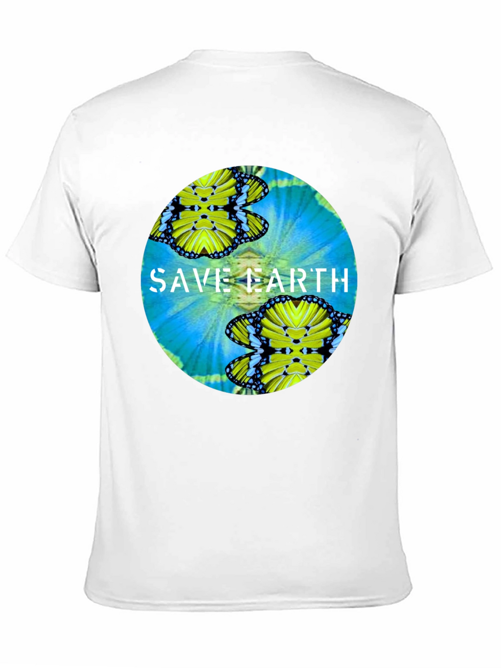 Save Earth Butterfly Graphic Black T-Shirt