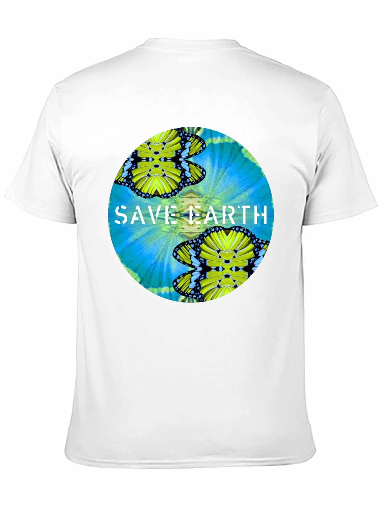 Save Earth Butterfly Graphic Black T-Shirt